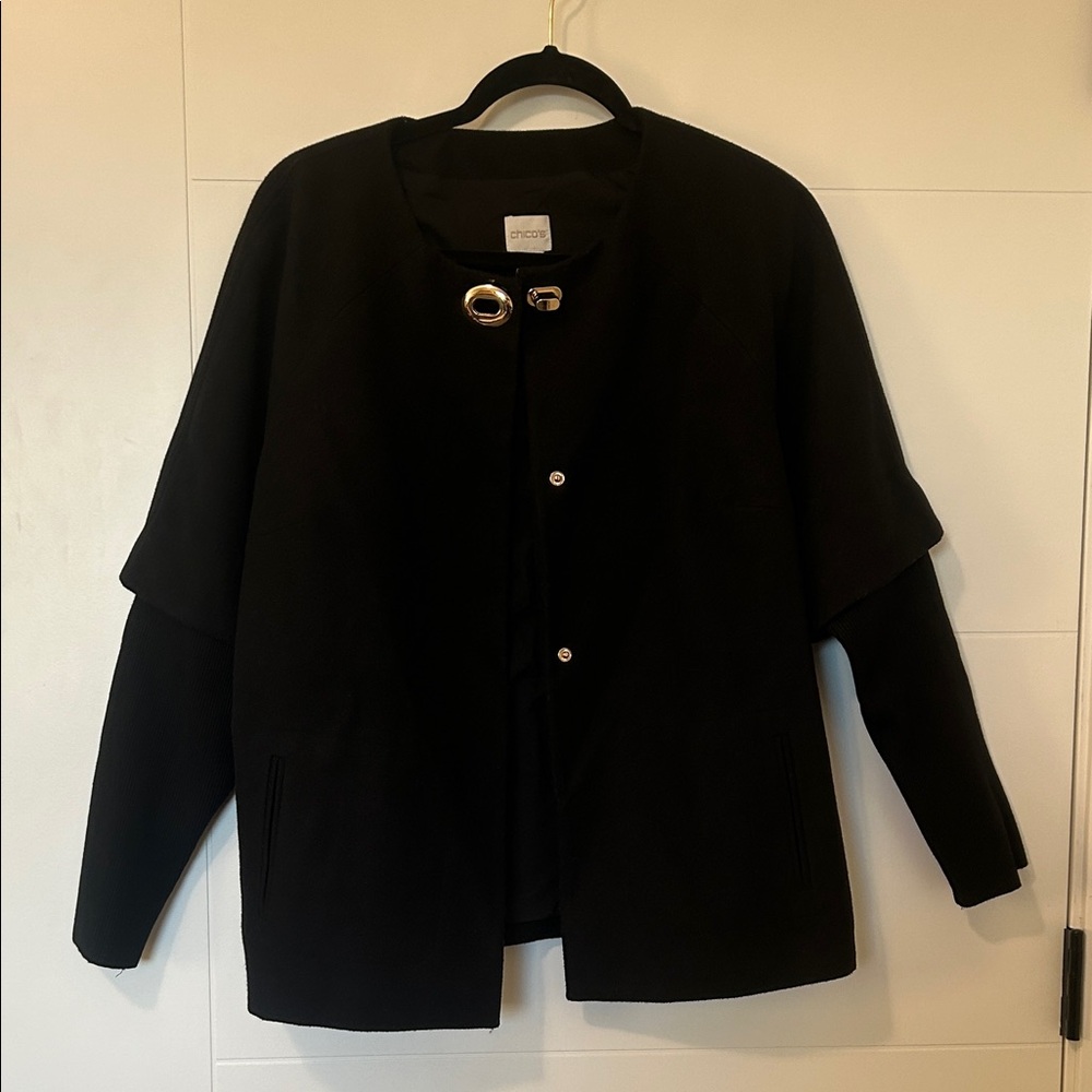 Chico’s Black Layered Coat